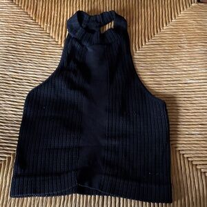 Free People intimately Black Ribbed Halter Top size S/M